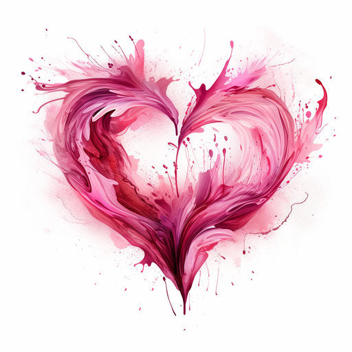 Pink Heart Clipart in Chiaroscuro Art Style Artwork: Vector, PNG, 4K