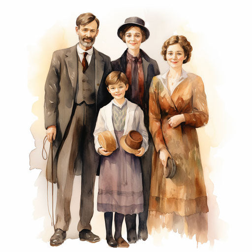 Family Members Clipart in Impressionistic Art Style Artwork: High-Res 4K & Vector