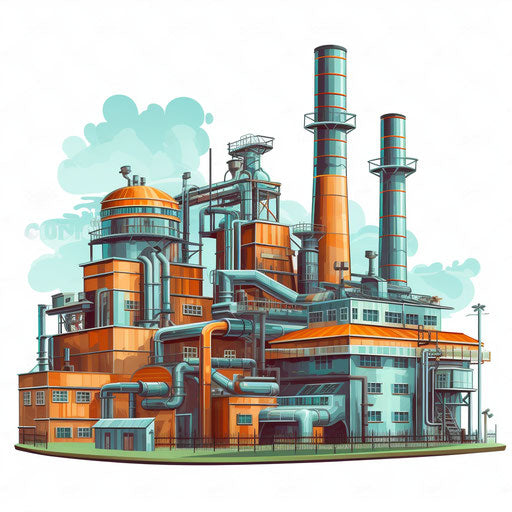 Factory Clipart: 4K & Vector in Oil Painting Style