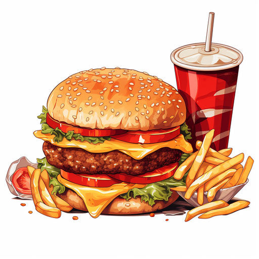 Fast Food Clipart in Chiaroscuro Art Style: 4K & SVG – IMAGELLA