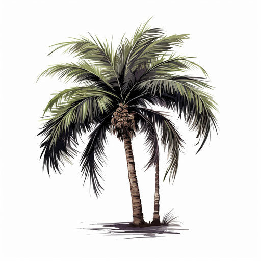 Coconut Tree Clipart in Chiaroscuro Art Style Illustration: 4K Vector ...