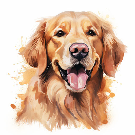 Oil Painting Style Golden Retriever Graphics: High-Res 4K & Vector