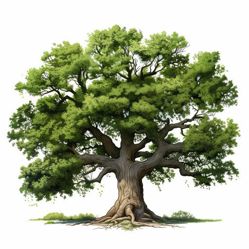 4K Vector Oak Tree Clipart in Chiaroscuro Art Style