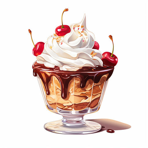 Ice Cream Sundae Clipart in Oil Painting Style: 4K Vector Clipart ...