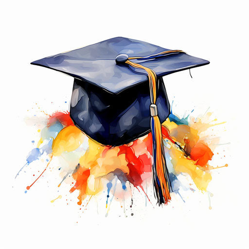 Graduation Hat Clipart in Impressionistic Art Style: 4K Vector ...