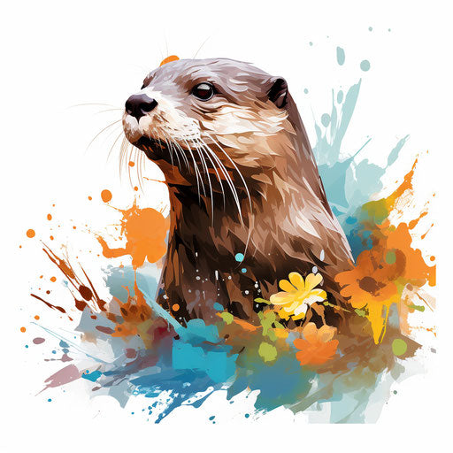 Otter Clipart: 4K & Vector in Impressionistic Art Style