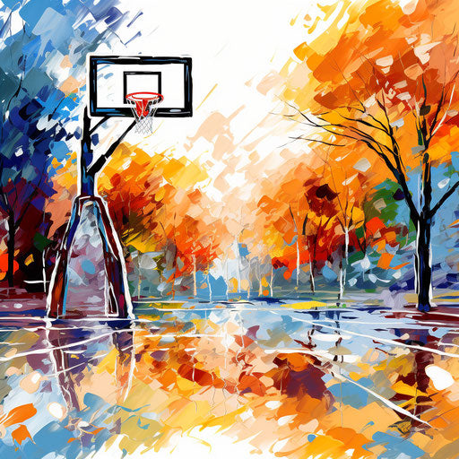 4K Basketball Court Clipart in Impressionistic Art Style: Vector & SVG