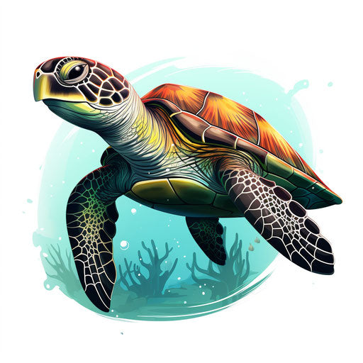 Sea Turtle Clipart: 4K & Vector in Chiaroscuro Art Style – IMAGELLA