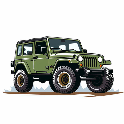 Jeep Image in Minimalist Art Style: Vector Clipart in 4K