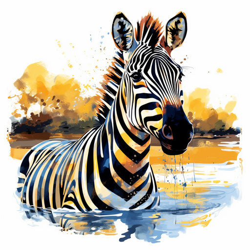 Zebra Clipart in Impressionistic Art Style: 4K & SVG