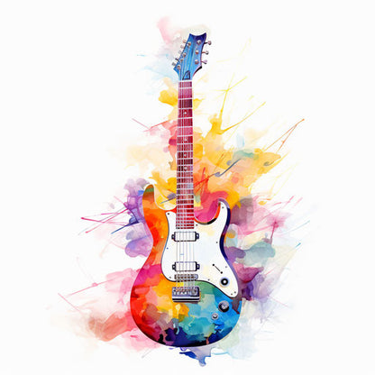 Electric Guitar Clipart in Impressionistic Art Style Vector Art: EPS ...