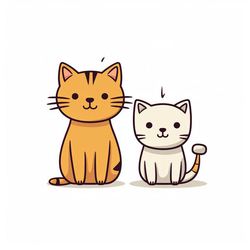 Dog And Cat Clipart in Minimalist Art Style Artwork: 4K Vector & PNG