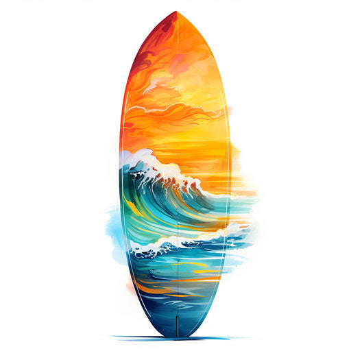 Surfboard Clipart: Oil Painting Style, 4K & SVG