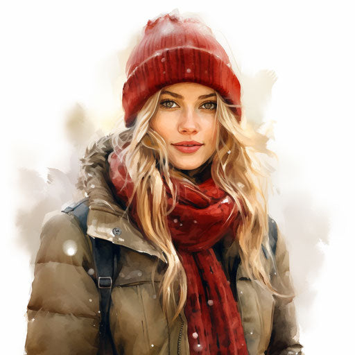 Winter Clothes Clipart: High-Def Vector in Oil Painting Style & 4K