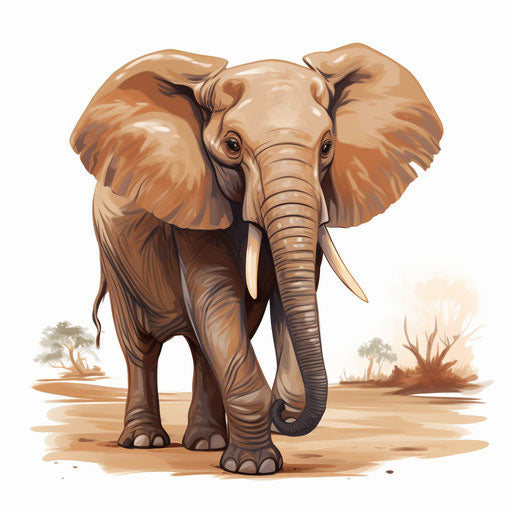 Elephant Cartoon Png Clipart in Oil Painting Style: 4K, Vector & SVG Clipart