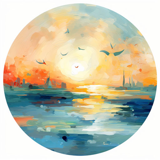 4K Vector Round Clipart in Impressionistic Art Style