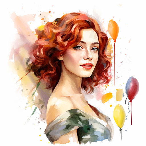 Happy Birthday Female Clipart in Impressionistic Art Style: High-Res Vector & 4K