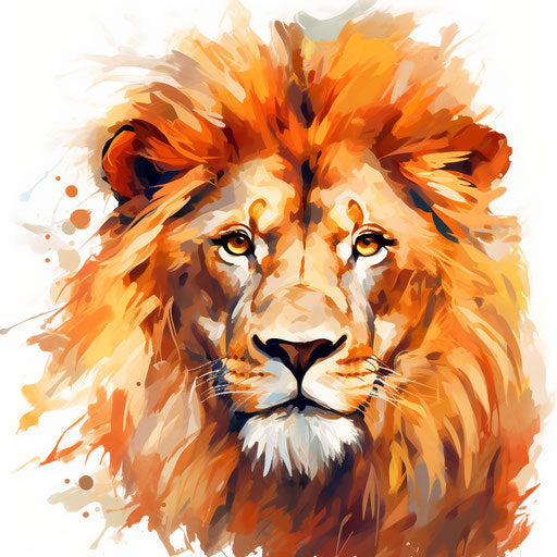 Lion Face Clipart in Impressionistic Art Style: 4K & SVG