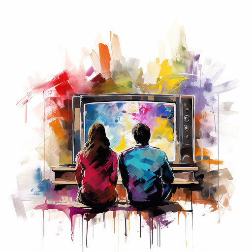 Vector & 4K Watching Tv Clipart in Impressionistic Art Style – IMAGELLA