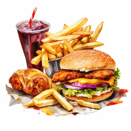 Fast Food Clipart in Oil Painting Style: 4K Vector Clipart – IMAGELLA