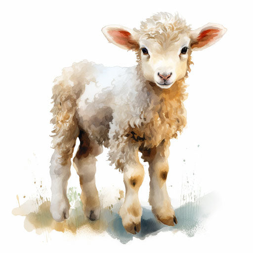4K Lamb Clipart in Oil Painting Style: Vector & SVG