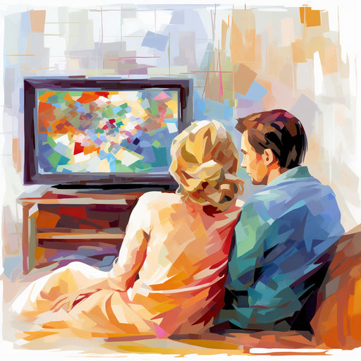 Watching Tv Clipart in Impressionistic Art Style Artwork: HD Vector ...