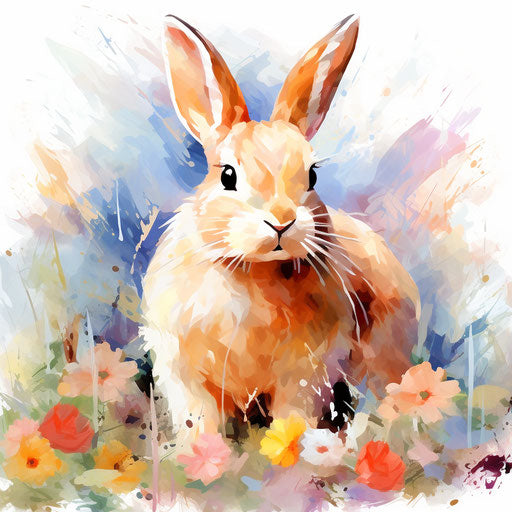 4K Vector Easter Bunny Clipart in Impressionistic Art Style