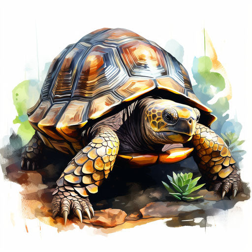 Tortoise Clipart in Oil Painting Style Artwork: Vector, PNG, 4K