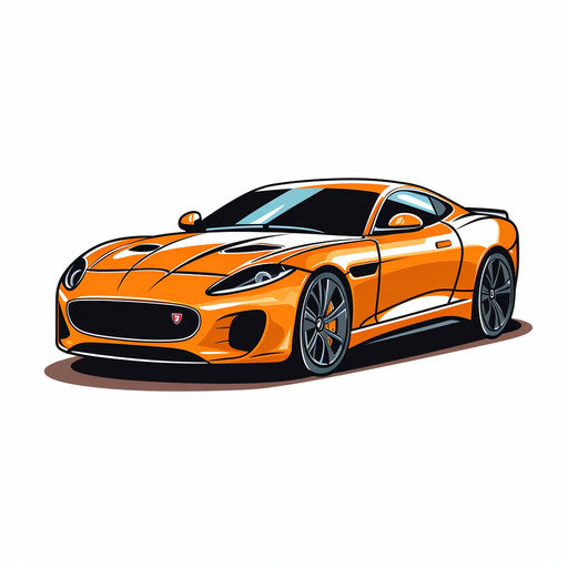 High-Res 4K Sports Car Clipart in Minimalist Art Style