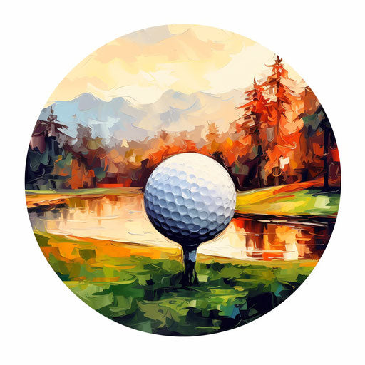 4K Vector Golf Ball Clipart in Oil Painting Style
