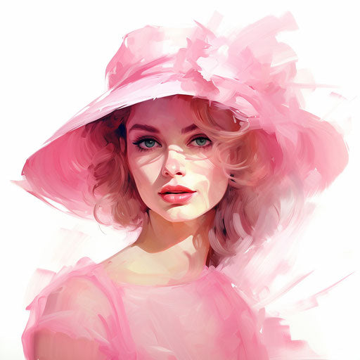Pink Clipart in Oil Painting Style Art: High-Res 4K & Vector