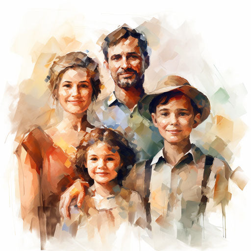 Impressionistic Art Style Family Members Graphics: High-Res 4K & Vector