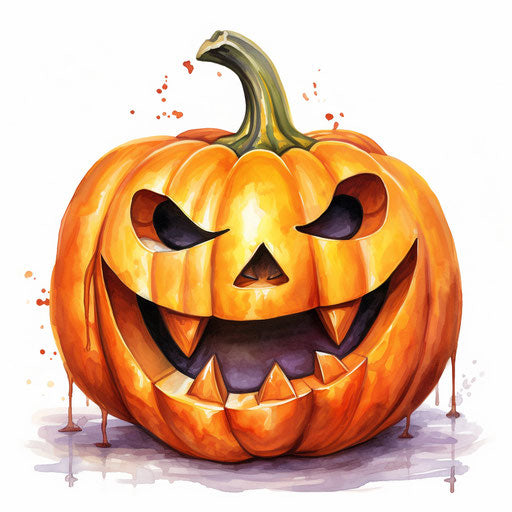 4K Vector Jack O Lantern Clipart in Oil Painting Style