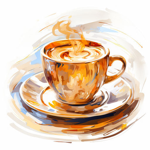 Coffee Cup Clipart in Impressionistic Art Style: 4K Vector & SVG
