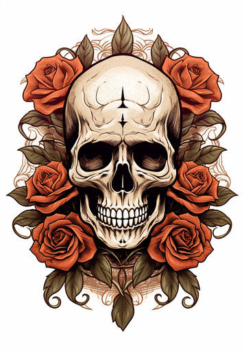 Vector Skull tattoo, black and white tattoo mexican skull illustration  spiral vector image 27420552 Vector Art at Vecteezy