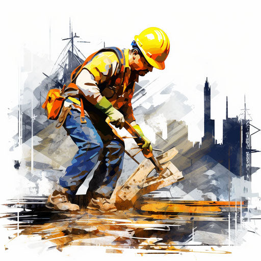 Oil Painting Styled Construction Graphics: Vector, 4K