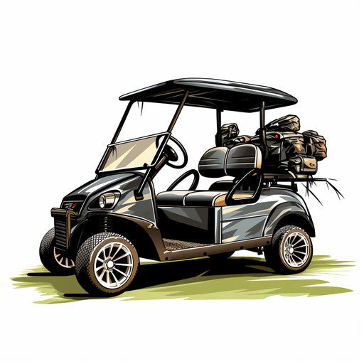 Golf Cart Clipart in Chiaroscuro Art Style: 4K & SVG