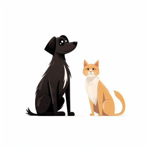 Dog And Cat Clipart in Minimalist Art Style: 4K & SVG