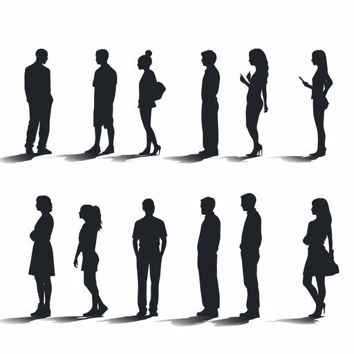 People Silhouette Png Clipart: High-Def Vector in Minimalist Art Style & 4K