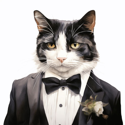 Tuxedo Clipart in Oil Painting Style: 4K & SVG