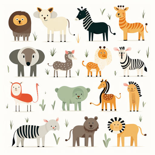 4K Safari Animals Clipart in Minimalist Art Style: Vector & SVG – IMAGELLA