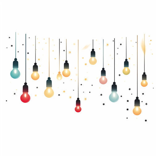 Christmas Lights Clipart in Minimalist Art Style Illustration: 4K Vector & PNG