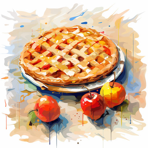 Pie Clipart in Impressionistic Art Style: 4K Vector Clipart