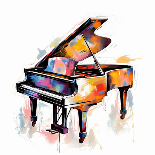 Piano Image in Impressionistic Art Style: Vector Clipart in 4K