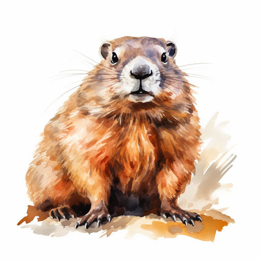 4K Vector Groundhog Clipart in Oil Painting Style