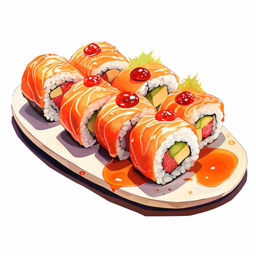 Sushi Clipart in Oil Painting Style: Vector & 4K