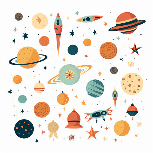 Space Clipart in Minimalist Art Style: 4K Vector & SVG