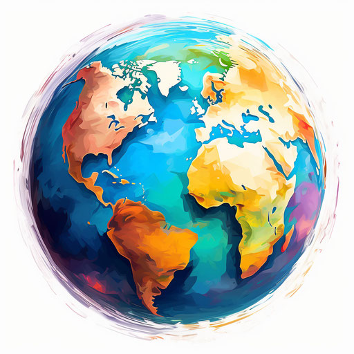 4K Globe Clipart in Impressionistic Art Style: Vector & SVG