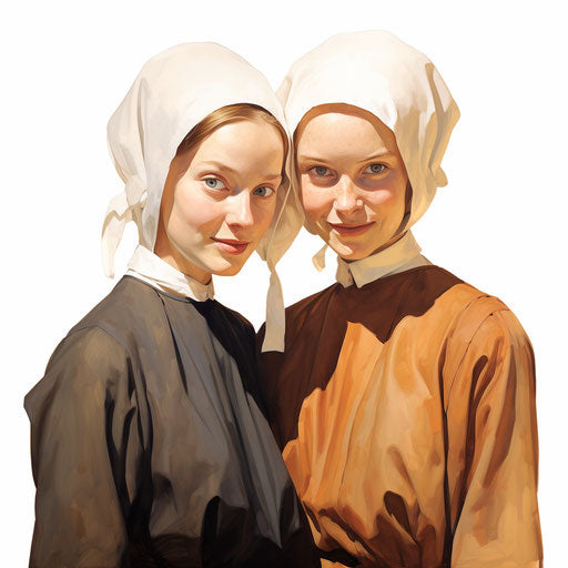 Sister Clipart in Oil Painting Style: 4K Vector Clipart