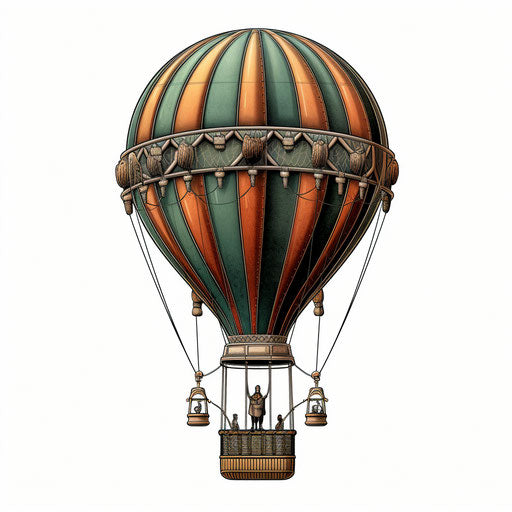 Hot Air Balloon Clipart in Chiaroscuro Art Style: 4K Vector & Stencils ...